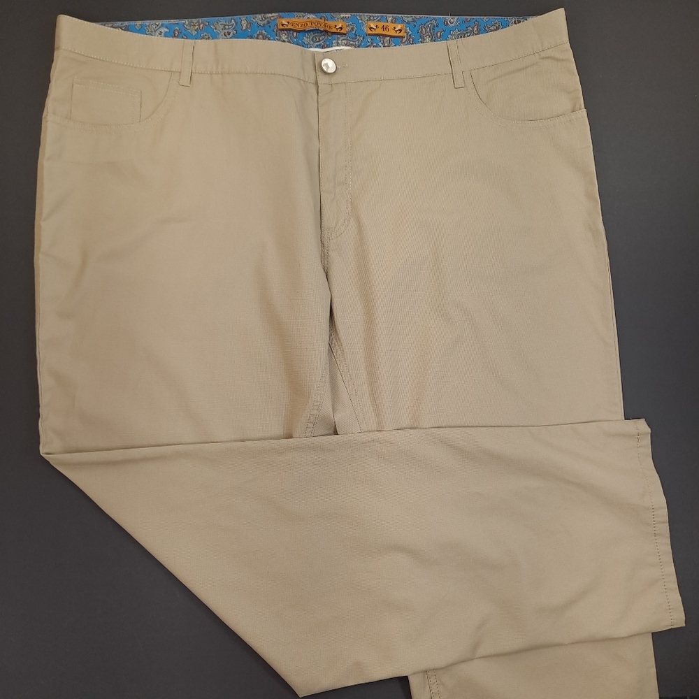 ENZO TOVARE Denim Becker-12 Men's Pants 100% Cotton Beige European Cut - Size 46 - Picture 4 of 11